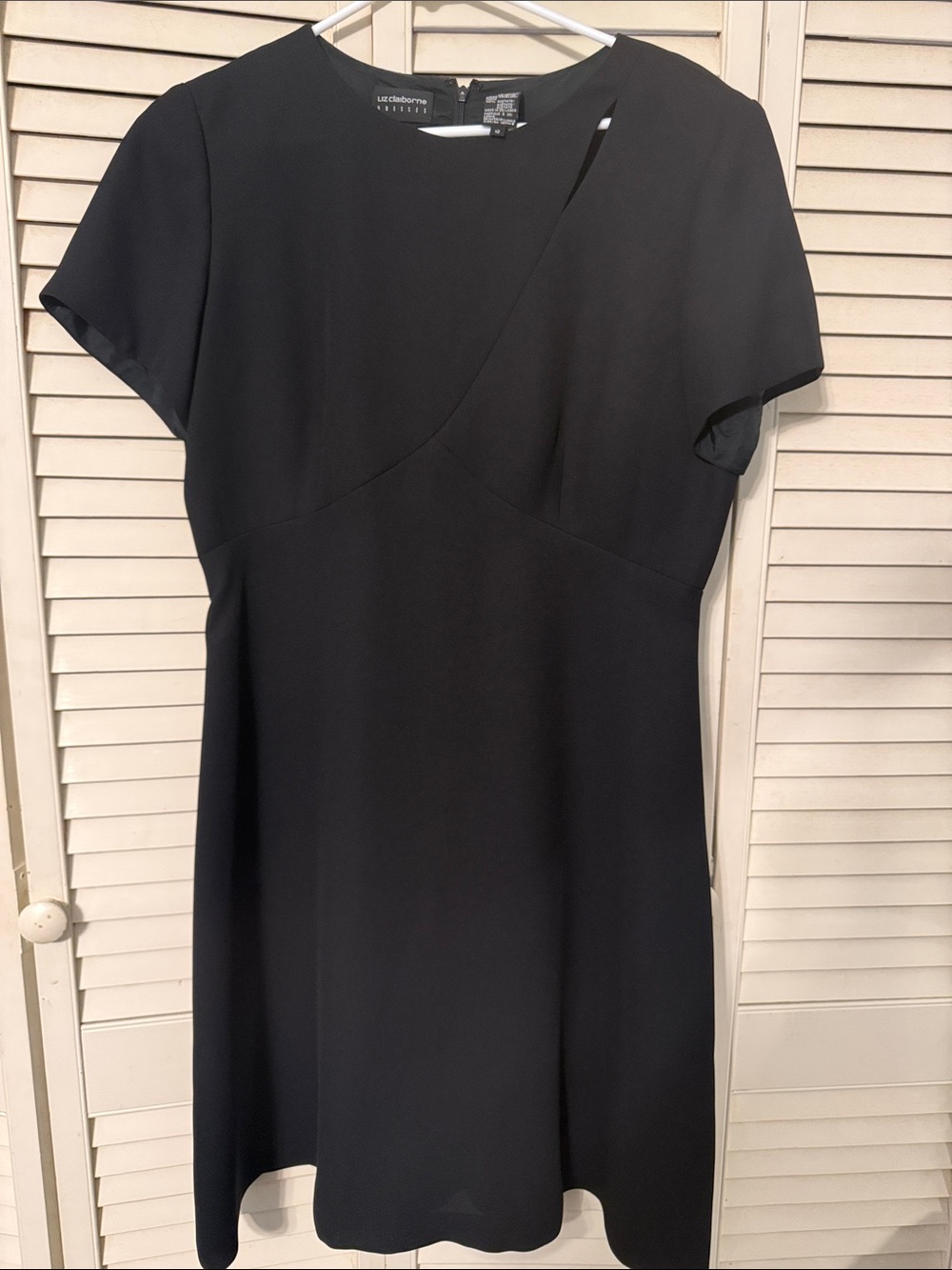 Liz Claiborne Black Short-Sleeve A-Line Dress
